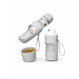 SOLAR SELF CARE Botella de Agua Portátil para Perros con Bebedero Integrado, 450 ml Agua + 150 gr Comida, Portátil para Paseos y Viaje. Botella para M