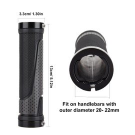 BeiLan 1 Pair Handlebar Grips Bicycle, Aluminium Alloy Latch on Both Ends, Non-Slip Rubber Handlebar Protector for Bicycles, Bicycle Handlebar Grips for Mountain Bikes, Small Wheels (Grey)