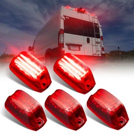 AUTOONE Upgraded Rear Cab Roof LED Marker Lights Kit Red Compatible With 2014-2023 Dodge Ram ProMaster 1500 2500 3500, Clearance Running Lamps & Three-Row LED Design, 5PCS
