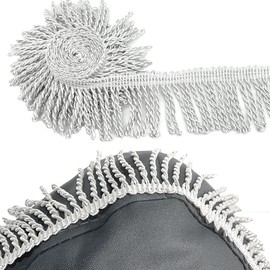 OHYER 3 Metres Long (x 5.5 cm Diameter) Bullion Fringe Trim Sewing Cut Fringe DIY Dance Fringe Trim Fringe Border Fringe Border for Curtain Silver for Curtains Scarves Quilts Crafts