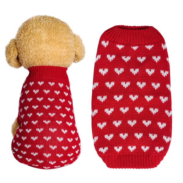 Dxhycc Dog Knitted Sweater Dog Heart Sweater Puppy Sweater Warm