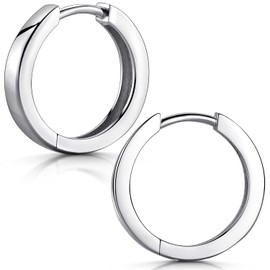 MATERIA by Matthias Wagner Hoop Earrings Rhodium-Plated 925 Silver 9-18 mm, Sterling Silver