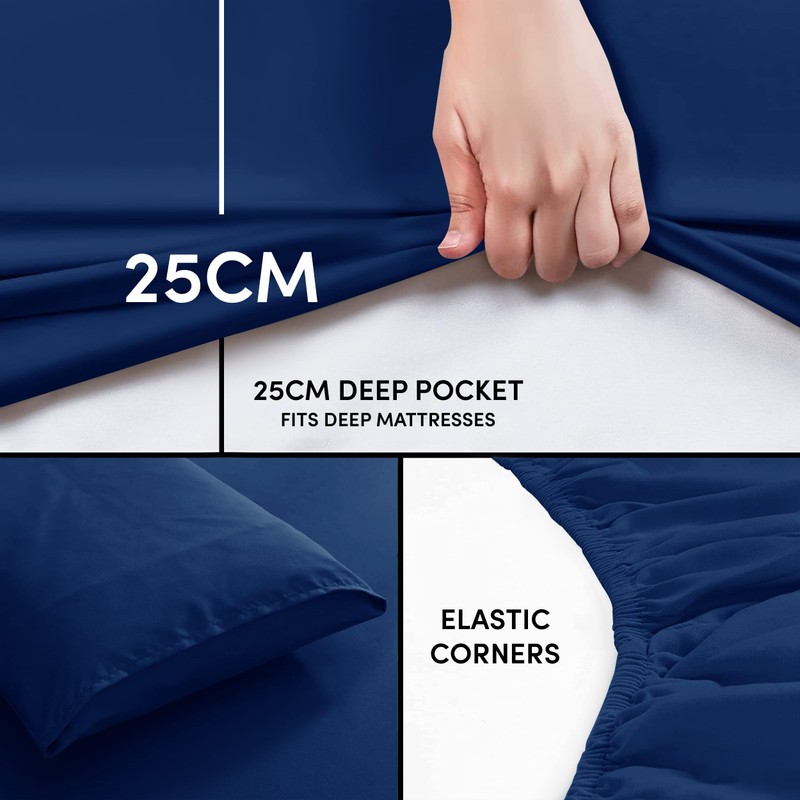 Moonlight Bedding Single Fitted Sheet - 25cm Deep Pockets Elastic