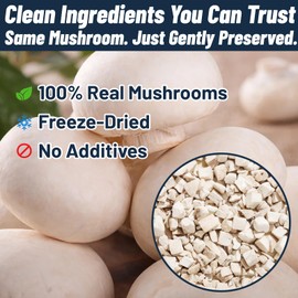 2oz Freeze-Dried Mushrooms Dices, High Quality Dehydrated Mushrooms from White Button Mushrooms, Suitable for Cooking, Risotto, Soups, Vegan & Clean Food, No Added Salt