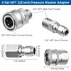 Elesunory 4 Set NPT 3/8 Inch Pressure Washer Coupler, Quick