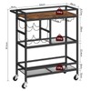 MAHANCRIS Bar Cart for Home, 3-Tier Serving Cart with Wheels