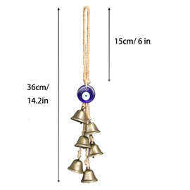 2 Pieces Witch Bells for Door Knob Protection,Witchy Wicca Witches Bells Decor Clear Negative Energies with Blue Evil Eyes,Witchcraft Supplies for Boho Home Room Decor ﻿