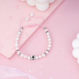 LAVATIAN Birthday Gifts for Women Girls, Pink White Pearl Bracelet Birthday Gifts for Girls Daughter Niece Granddaughter