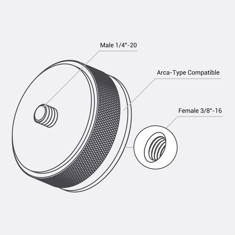 JJC Male 1/4"-20 to Female 3/8"-16 Screw Adapter for Camera