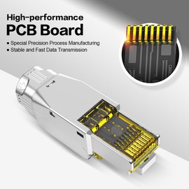 Enmane CAT6A RJ45 Connector Tool-Free (EC Listed) Shielded CAT6A Connector Toolless for 23 to 26 AWG Network Cable(6pcs)