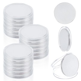 WEBEEDY Pack of 20 Blank Challenge Coin 40 mm Engraving Blanks Coins Round Threaded Edge with Acrylic Protective Box DIY Craft Supplies Engraving Accessories Birthday Gift (Silver)