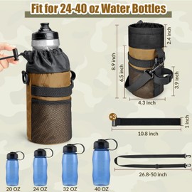 WOTOW Bike Water Bottle Holder - Universal Bike Cup Holder with Adjustable Shoulder Straps and Mesh Pockets, Insulated Drink Holders for Cruiser, Scooter, Mountain Bike & Wheelchair, Tan