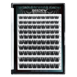 SEEDEW Selbstklebende Wimpern Zuhause, DIY 81 Stück Einzelne Wimpern Extensions, Kein Kleber Erforderlich, Weiche Natürlich Falsche Wimpernverlängerungen für Alltag, Partys(Volumen-C-MIX8-14-Schwarz)