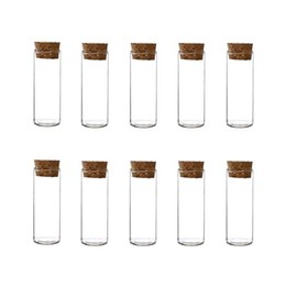 XINGZI 10Pcs 40ml Clear Flat Test Tubes with Cork Stoppers Empty Refillable Reagent Bottle Vial Jars Leakproof for Cosmetic Tea Herbs Essential Oil Powder Grow Plants