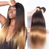 HeioWuio 1B427 Straight Hair Bundles Brazilian Remy Hair Weaves Ombre