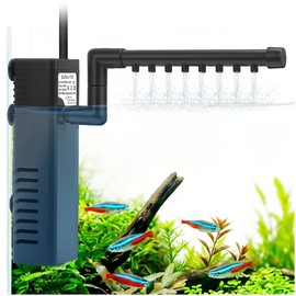 DaToo 2.5W Submersible Aquarium Internal Filter Filtration/Oxygenation/Water Cycle Power Pump Filter for Fish Tanks 2 to 10 Gallon 53 GPH