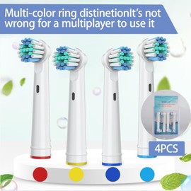 Replacement Brush Heads Compatible with Oral-B Electric Toothbrush Professional Care/SmartSeries/Advance Power/Pro Health/Triumph/3D Excel/Vitality Clean 500 1000 3000 7000 7500(4)