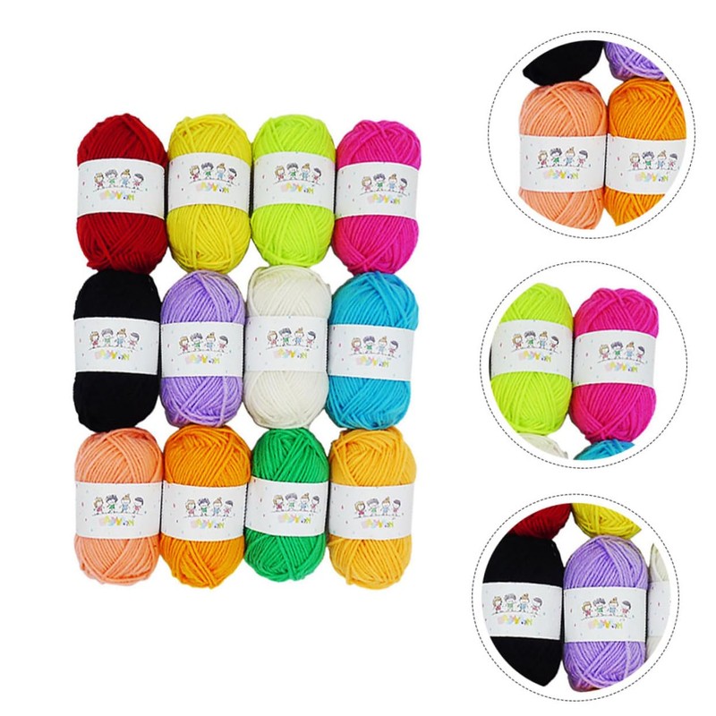 LALAFINA 12pcs Creative Hand Knitted Woolen Yarn for Four Strand