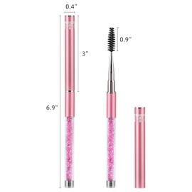 10 Pcs Spoolies Mascara Wands Eyelash Brushes Eye Brow Brush Applicator with Cap for Travel Pink