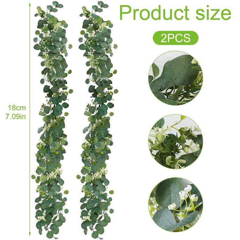 2 pieces eucalyptus garland, 180 cm artificial garlands, wedding garland,