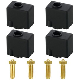 Kobra 2 Hotend Silicone Sock: High-Temp Resistant Kobra 2 Max Cover, 3D Printer Nozzle Protector, Fits Kobra 2 Neo/Kobra 2 Pro/Kobra 2 Plus, by Makerzone (Pack of 4, Black with 4 pcs 0.4mm nozzles)