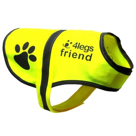 4LegsFriend Dog Safety Yellow Reflective Vest with Leash Hole 5 Sizes - High Visibility for Outdoor Activity Day and Night, Keep Your Dog Visible, Safe from Cars & Hunting Accidents