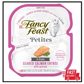 Purina Fancy Feast Gourmet Gravy Wet Cat Food, Petites Seared Salmon with Spinac