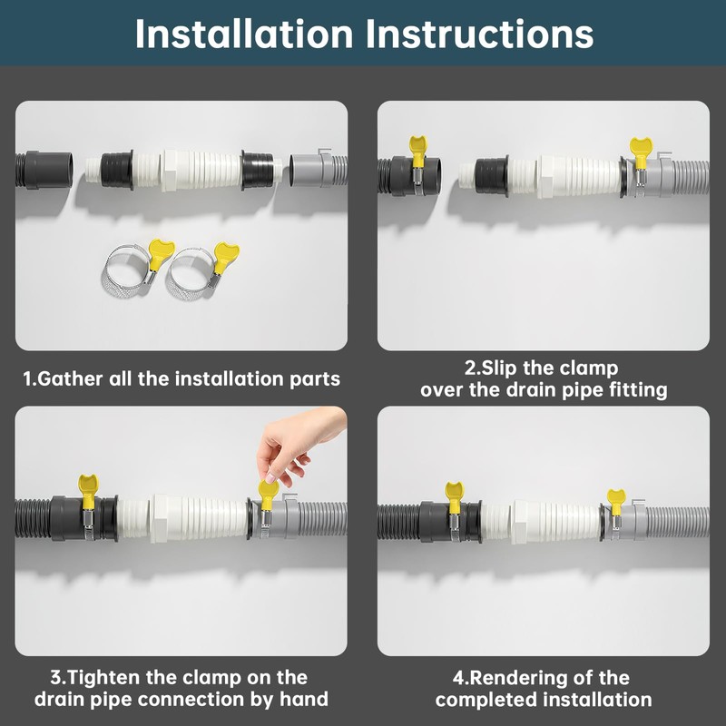 QruiLanTu Universal Drain Pipe Connector,Washing Machine Drain Hose Extension Fitting,with