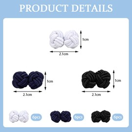 TRKETK 18 Pcs Mens Women Silk Fabric Knot Twisted Cufflinks Set Premium Plain Knitted Knot Cufflinks Elastic Fabric Twist Knot Braided for Shirt Dress Business Wedding (3 Colors)