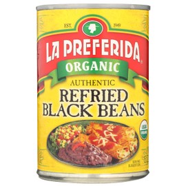 La Preferida Organic Refried Black Beans, 15 oz (Pack of 12)