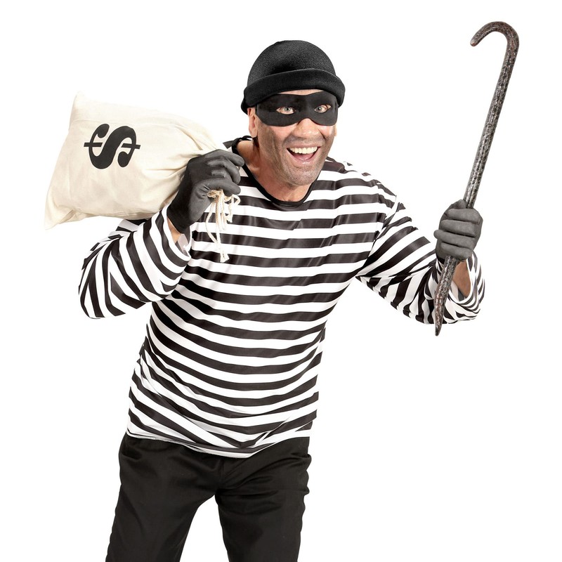 Widmann 11009856 Adult Costume Bank Robber, White/Black, M-L