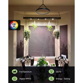 DOMMIA Grow Light, GU10 Full Spectrum Grow Light Bulb, 5W 110V PAR16 LED Plant Light Bulb for Indoor Plants, Warm White 3000K, 1-Count