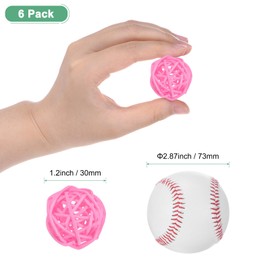 M METERXITY 6-Pack Wicker Rattan Balls 30mm/1.2 Inch Decorative Rattan Balls Orbs Vase Fillers Bowl Fillers for Christmas/Weddings/DIY Crafts/Home Decor [Pink]