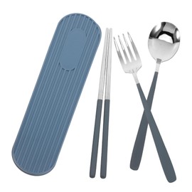 ABOOFAN Portable Travel Cutlery Set with Case Lightweight Stainless Steel Utensils for Camping Outdoor Picnics and Lunchbox Use and Easy to Clean Silverware Kit Blue