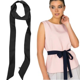 QIUMING 5 cm x 200 cm Women's Satin Belt Women's Waist Tie Women's Skinny Belt for Dresses Women's Satin Belt Silk Ribbon for Dresses Jeans Decoration of Hats or Hair, black