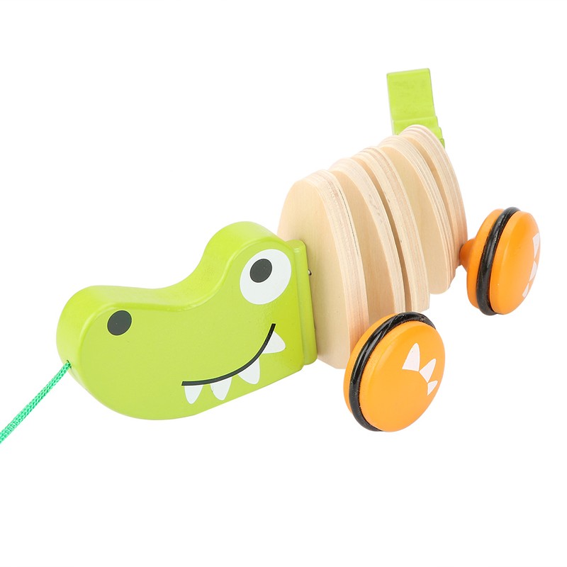 Toddler Child Crocodile Wooden Rope Toy Walk A Long Pull