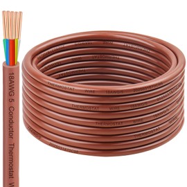 18AWG Thermostat Wire 18/5 Solid Copper – 5 Conductor Low Voltage HVAC Cable for Thermostats, Alarm Systems, Doorbells, Multi-Color, 25FT