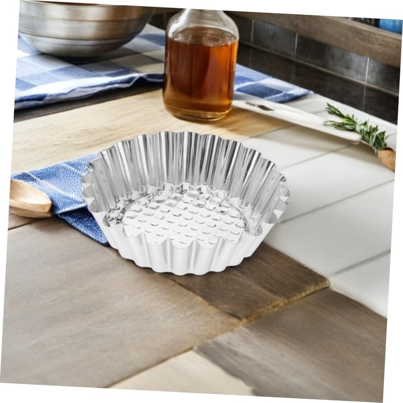 Gatuida 30pcs Stainless Steel Egg Tart Molds with Decorative Fluted