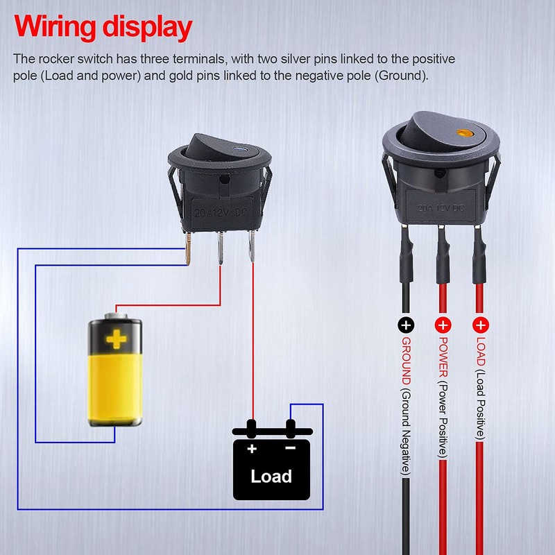 Twidec/8Pcs SPST Round Dot Rocker Toggle Switch Control For Car
