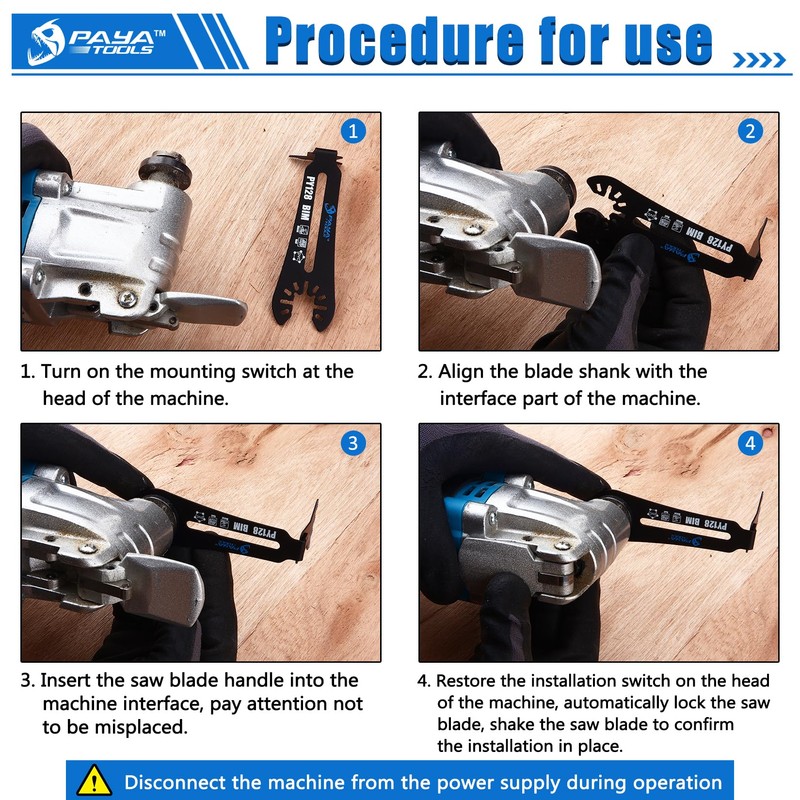 PAYA TOOLS Universal Bi-Metal 1-1/4" 90° Reach Oscillating Saw Blades,Power