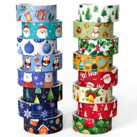 Joysoong - Juego de cintas Washi de Navidad e invierno, 16 rollos de cinta decorativa para diarios de balas, álbumes de recortes y regalos (1,5 x 3 m) - Santa, árbol, muñeco de nieve, pingüino, oso