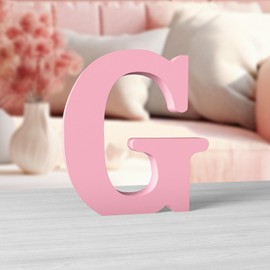 Aruatu 6-Inch Pink Wood Letters - Unfinished Wood Decorative Standing Letters for Wall Decor