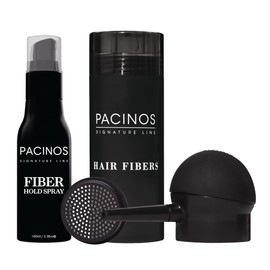 Pacinos Hair Fiber Kit - Conceal Thinning Hair Instantly with Fiber Hold Spray - Dark Brown