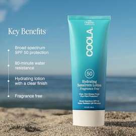 COOLA Organic Sunscreen SPF 50 Sunblock Body Lotion, Dermatologist Tested Skin Care for Daily Protection, Vegan and Gluten Free, Fragrance Free, 5 Fl 