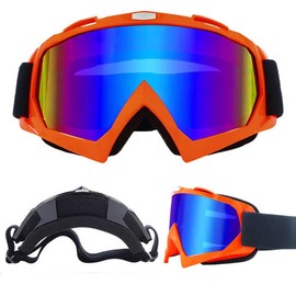 E-Soul Motorcycle Goggle Motocross Wind Dust Protection Aviator Goggles Snowboard Goggles Snow Goggles Ski Goggles Winter Sports Glasses for Men and Women Boys and Girls (Orange Multicolour)