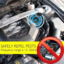 Grunda LiangMai Marderschreck Auto Marderfrei Auto/KFZ, Ultraschall Frequenz 12kHz-25kHzAnschluss an 12V Autobatterie, Marderschutz Marderabwehr Tiervertreiber Tierschreck mit 3 LEDs Blitzlicht