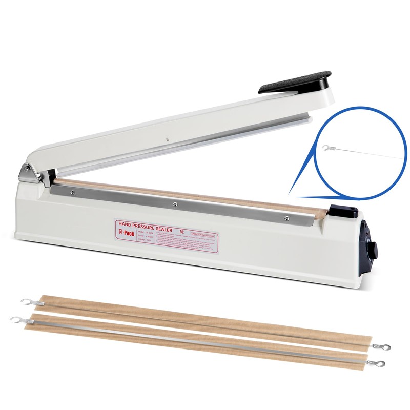 R-PACK Impulse Heat Sealer with Hot Cutting Wire, Heavy-Duty Bag