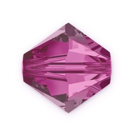50 abalorio de vidrio bicónicas de 6 mm, compatible con cristales Swarovski 5301/5328, Fucsia, 50