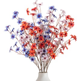 Ammyoo Artificial Flowers with Stems for Vase, 6 Pcs Long Stem Fake Flower Vase Filler, Faux Silk Flowers Tall Vase Arrangements for Wedding Home Party Indoor Decor, Vase Not Included