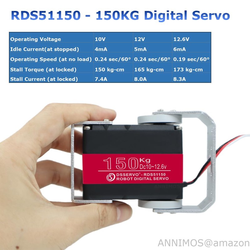 ANNIMOS 150KG Robot Servo Motor with Mount Brackets12V High Voltage